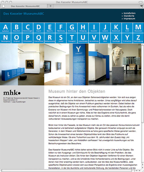 Detail of The Kassel Museums’ ABC –<br/>Website 