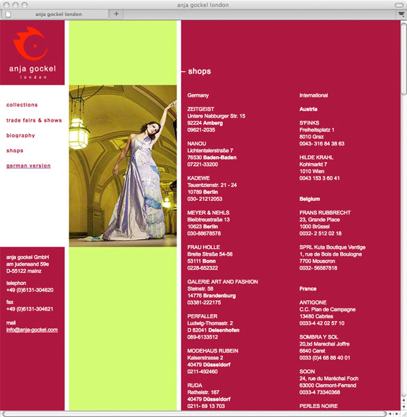Detail of Anja Gockel website