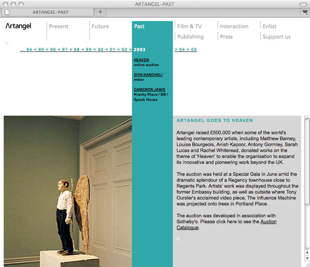 Detail of Artangel –<br/>Website