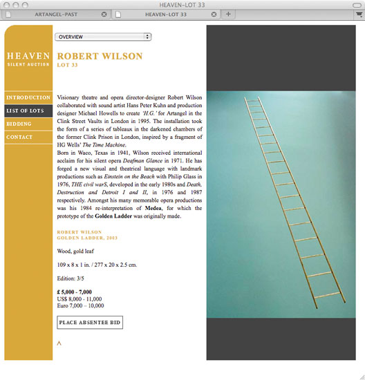 Detail of Artangel –<br/>Website