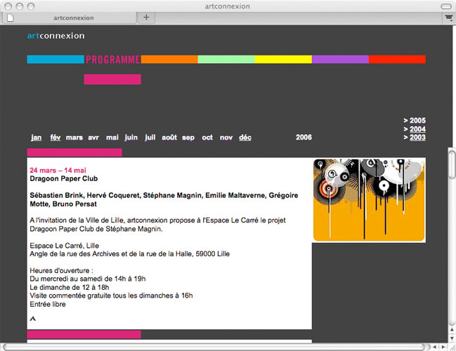 Detail of artconnexion –<br/>Website