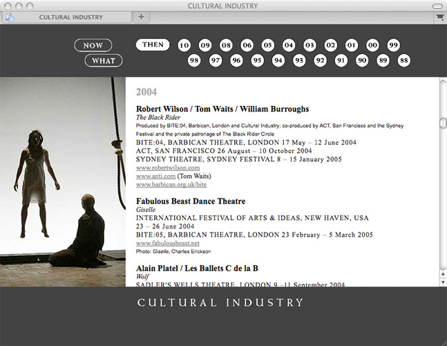 Detail aus Cultural Industry –<br/>Website