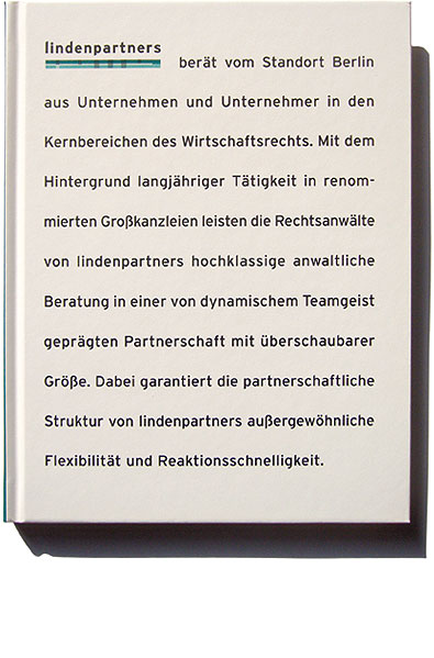 Detail aus lindenpartners –<br/>Imagebroschüre