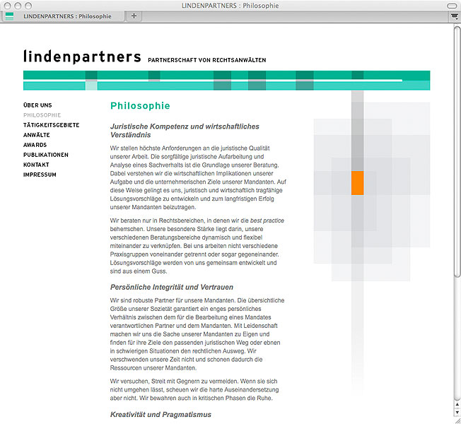 Detail of lindenpartners website