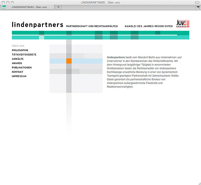 Detail of lindenpartners website