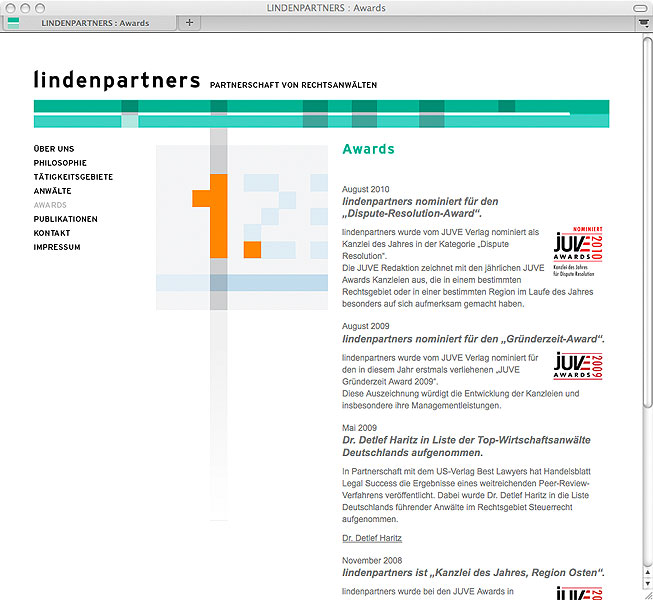 Detail of lindenpartners website